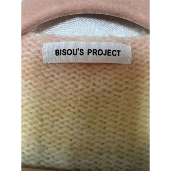 Bisous Project Wool Blend‎ Pastel Rainbow Fuzzy Knit Open Cardigan Soft Cozy - Picture 2 of 5